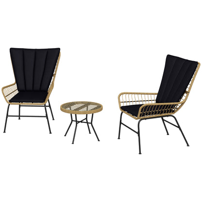 Outsunny Bistro Sæt Balkonmøbel Sæt, Boho Stil, Vejrbestandig, 76 x 66 x 96 cm, Sort