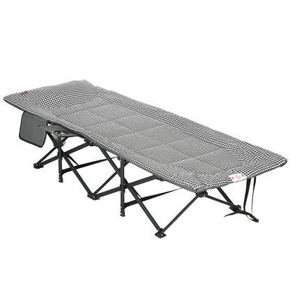 Outsunny sammenfoldelig liggestol med 1 sidelomme og 1 kopholder, 68 cm x 186 cm x 48 cm, sort-hvid