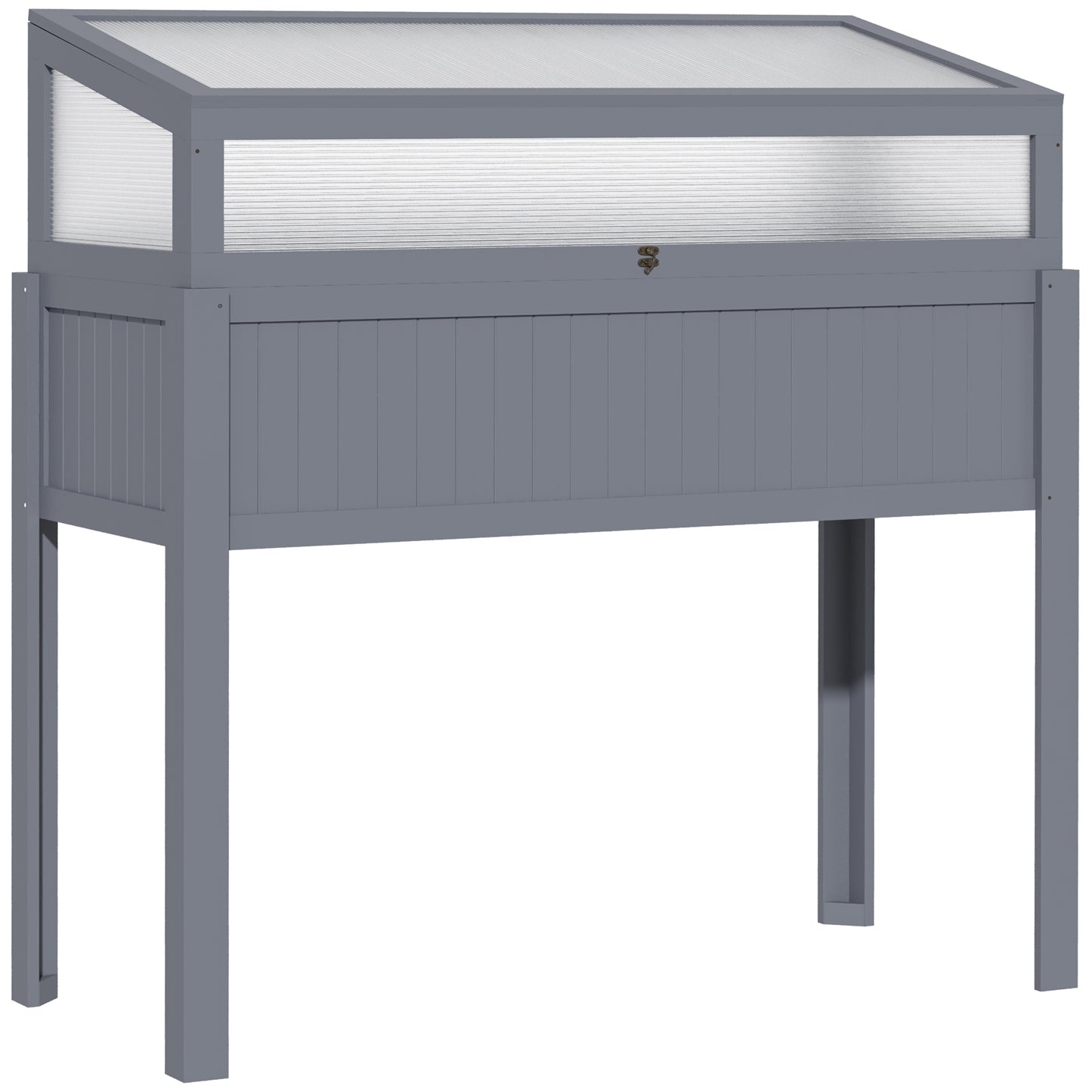 Højbed med drivhus 2-i-1 – 120 cm, grå
