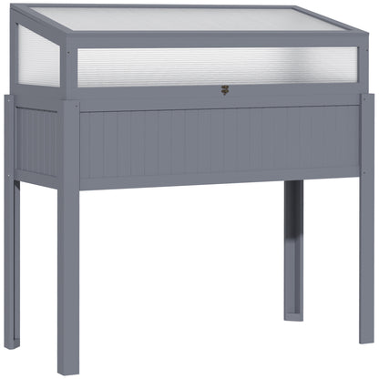 Højbed med drivhus 2-i-1 – 120 cm, grå