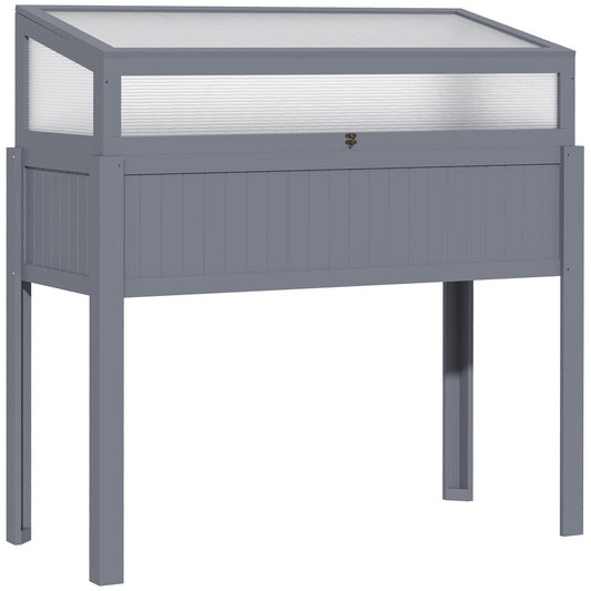 Højbed med drivhus 2-i-1 – 120 cm, grå