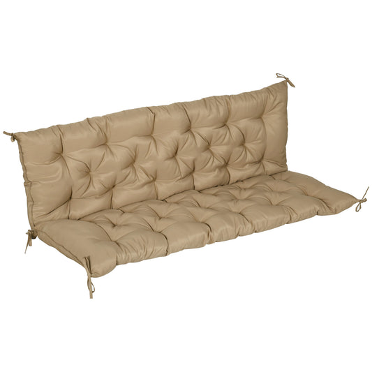 Outsunny 3-personers sofa pude, 150x98x8 cm, sofa pude med bånd, sofa pude til havemøbler, Hollywood gynge, khaki