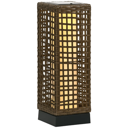 Outsunny udendørs lampe, have lampe, solenergi, 8 timers lys, automatisk tænding, rattanlook, 15,5 x 15,5 x 46 cm
