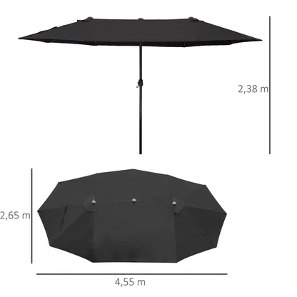 Dobbelt parasol 460 x 270 cm – Sort