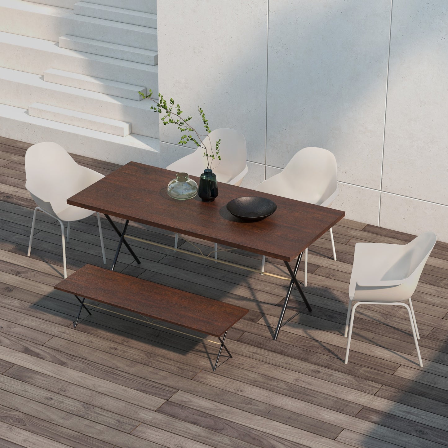 Outsunny Sæt af 4 Havestole Udendørs Stole Havestol Moderne Design 59 cm x 55 cm x 84 cm Grå