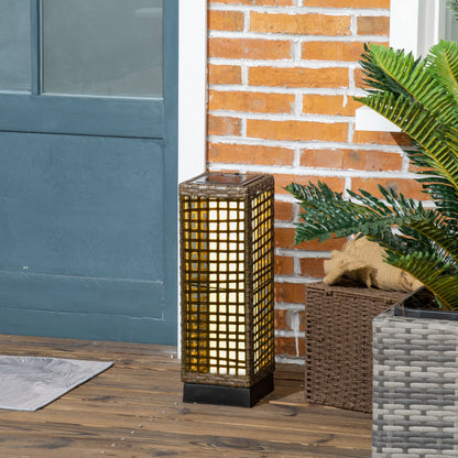 Outsunny udendørs lampe, have lampe, solenergi, 8 timers lys, automatisk tænding, rattanlook, 15,5 x 15,5 x 46 cm