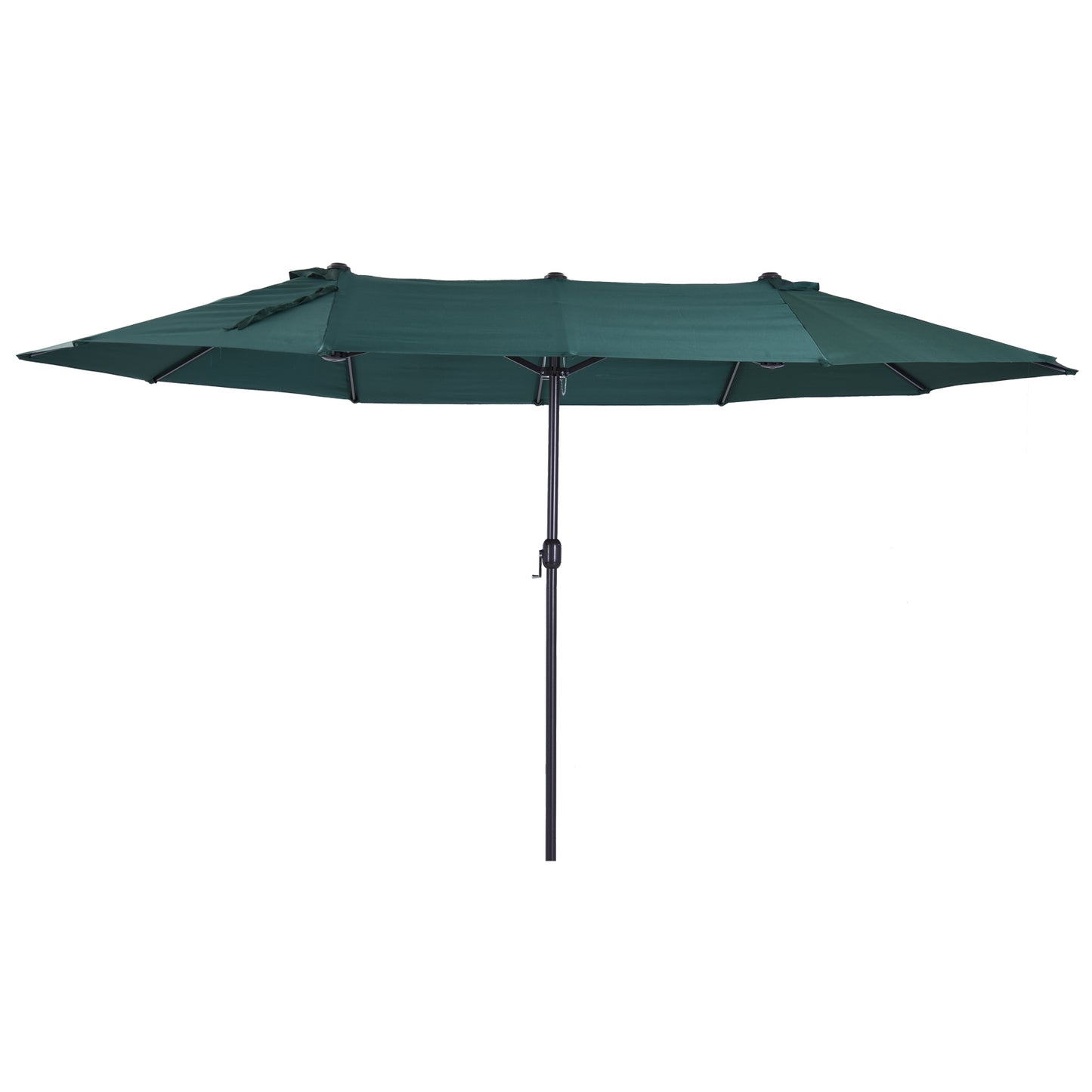 Outsunny Parasol Haveparasol Markedsparasol Dobbelt parasol Patio parasol med håndsving Mørkegrøn Oval 460 x 270 x 240 cm