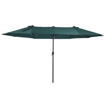 Outsunny Parasol Haveparasol Markedsparasol Dobbelt parasol Patio parasol med håndsving Mørkegrøn Oval 460 x 270 x 240 cm