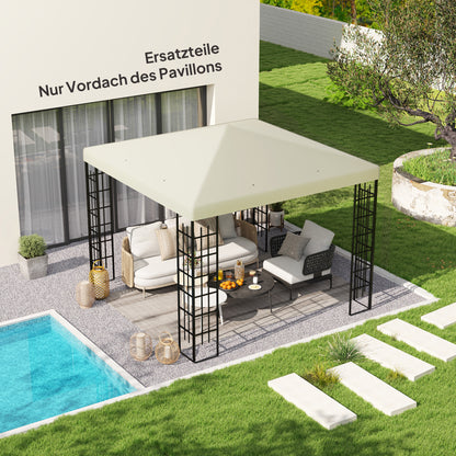 Outsunny 3 x 3 m erstatningsdug til pavillon, dug til havepavillon, med drænhuller, UPF30+, crèmewhite