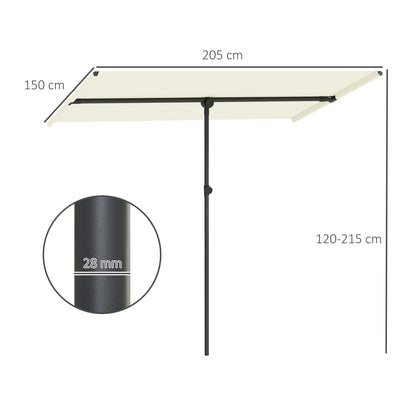 Outsunny Parasol, 180 grader drejelig, højdejusterbar, haveparasol med aluminiumsstang, 150x205cm, beige