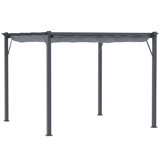 Outsunny Pergola Pavilion Patio Canopy with Sliding Roof Garden Aluminum Anthracite + Dark Gray 3x3x2.23 m