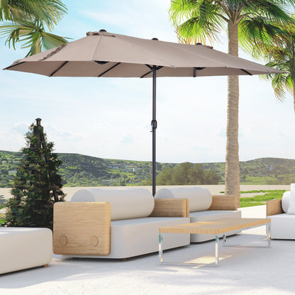 Dobbelt parasol 460 x 270 cm – Lys kaffe