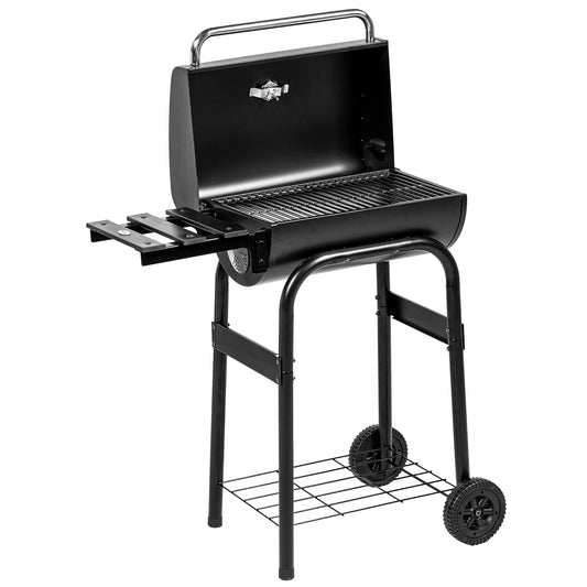 Outsunny kulgrill smoker BBQ grill, 1 hylde, inkl. termometer, 83 x 46,5 x 115 cm, sort