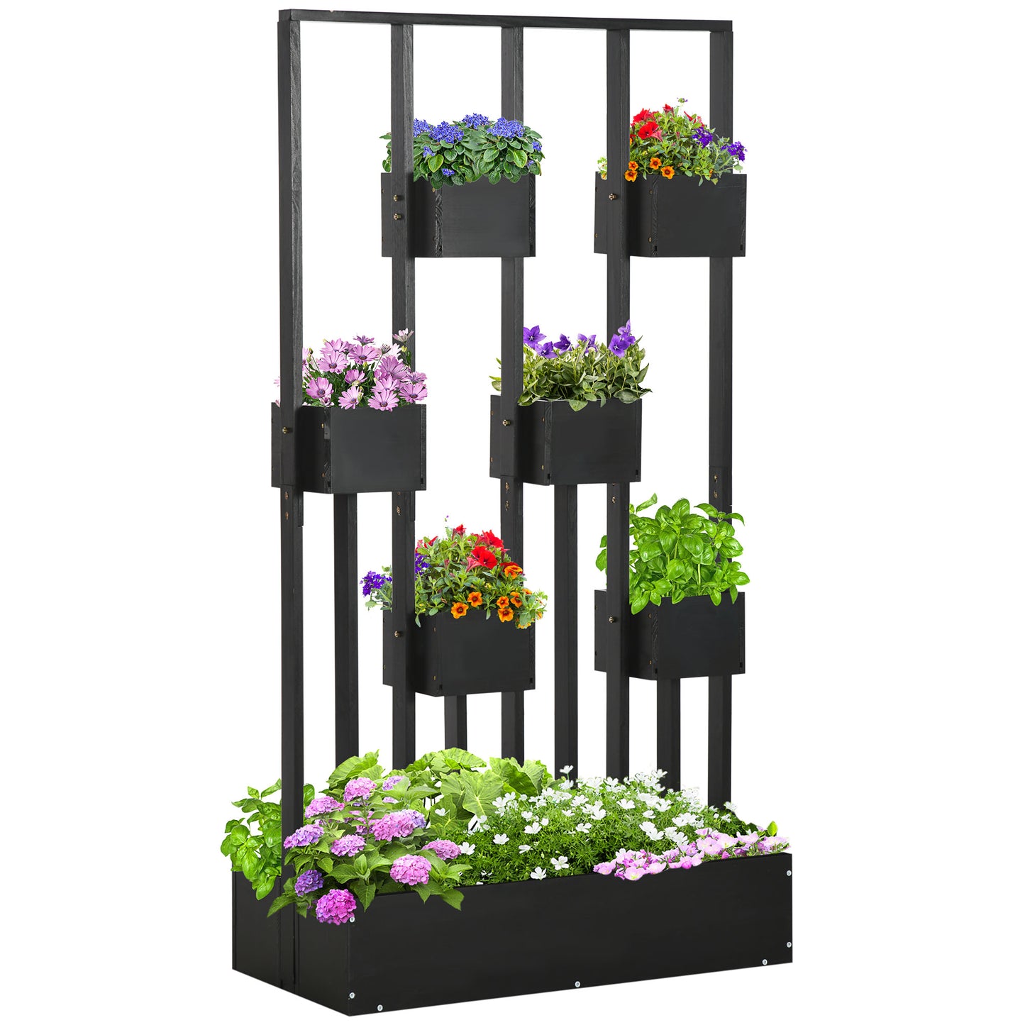 Sort plantekasse med espalier i træ – 90 x 45 x 170 cm