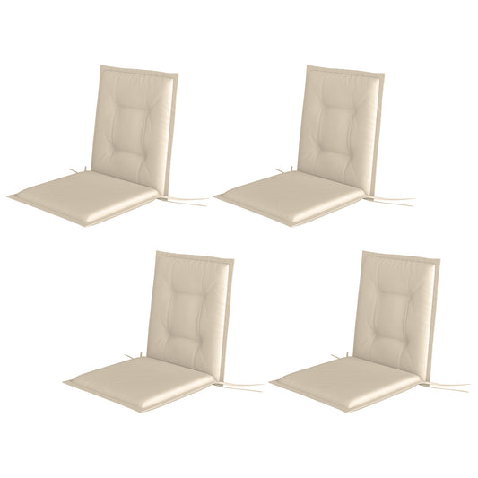 Outsunny 4-delt sæt siddepuder, 108 x 50 x 5 cm, stolpuder med bånd, siddepuder til indendørs/udendørs brug, beige
