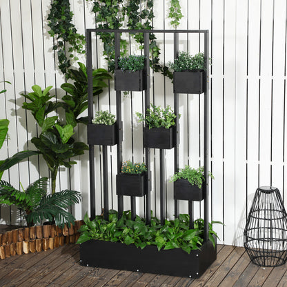 Sort plantekasse med espalier i træ – 90 x 45 x 170 cm