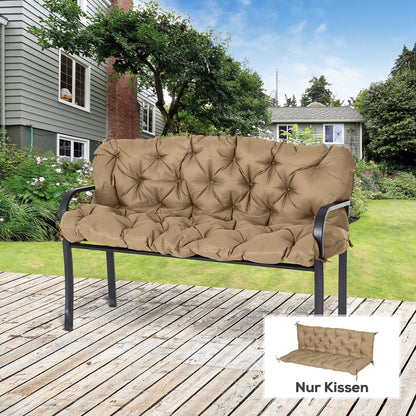 Outsunny 3-personers sofa pude, 150x98x8 cm, sofa pude med bånd, sofa pude til havemøbler, Hollywood gynge, khaki