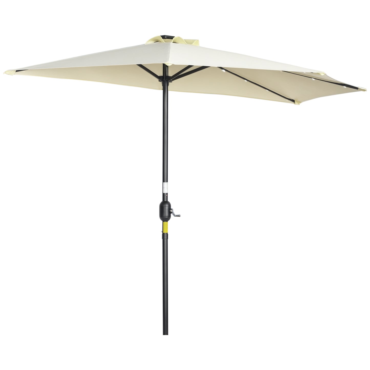 Outsunny parasol, terrasseparasol, halvrund, med solpanel, 20 LED'er, håndsving, beige, 2,70 x 1,35 x 2,40 m