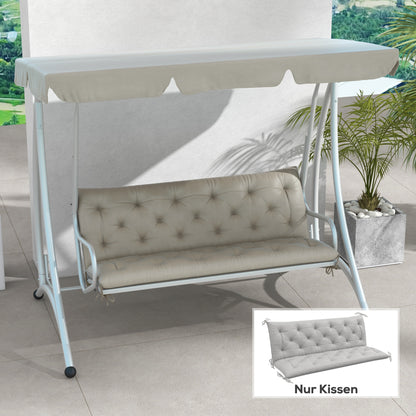 Outsunny 3-personers sofa pude, 150x98x8 cm, pude med bånd, pude til havemøbler, Hollywood gynge, lys grå