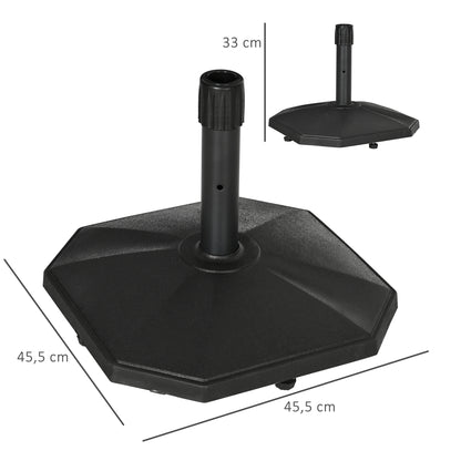 Outsunny paraplyholder, 18 kg, cementfyld, kompakt design, plastikhus, sort, 45,5 x 45,5 x 33 cm