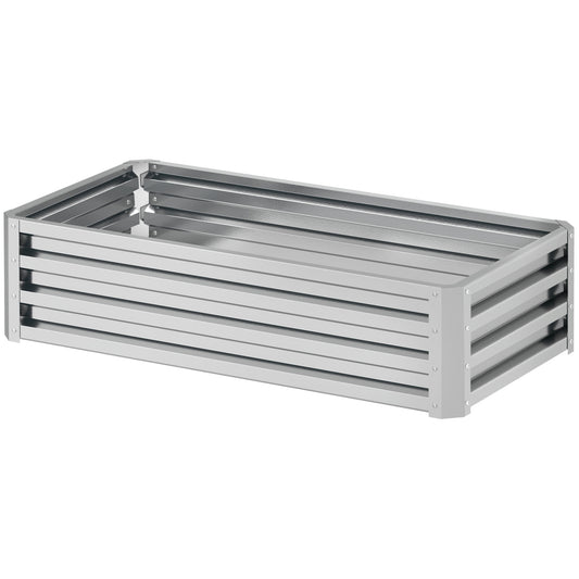 Outsunny Raised Bed Planter, weatherproof, open base, galvanized steel, 120 cm x 60 cm x 30.5 cm, silver