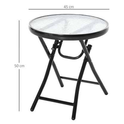 Havebord med glasplade – Foldbart sidebord til terrasse og altan