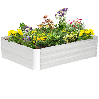 Outsunny hævet plantekasse af galvaniseret stål, blomsterkasse til haven, blomsterpotte, sølv, 120 x 90 x 30 cm