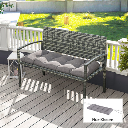 Outsunny Bænkkudde 105 x 46 x 12,5 cm, bænkkudde med bånd, udendørs siddepude til havemøbler, bænk, grå