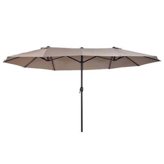 Dobbelt parasol 460 x 270 cm – Lys kaffe