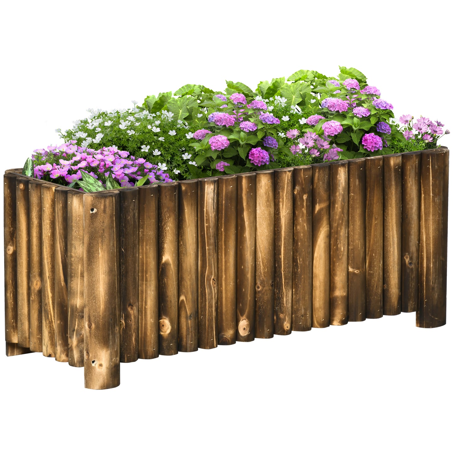 Outsunny hævet plantekasse, krydderhave, grøntsagsbed, blomsterbed, plantekasse, fyrretræ 100 x 38,5 x 40 cm