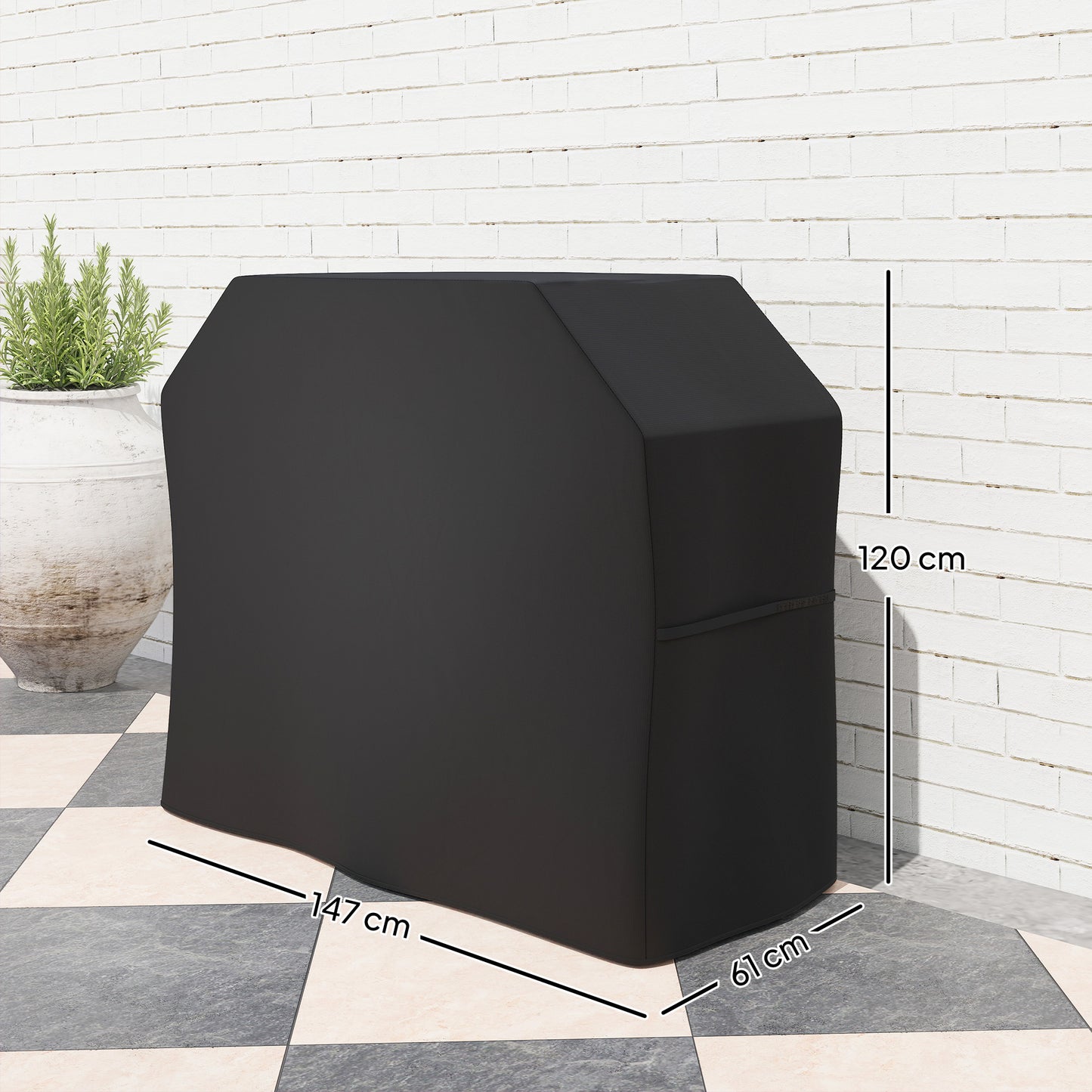 Outsunny Grill Cover, Beskyttelsesovertræk til Grills, Vejrbestandig, 147 x 61 x 120 cm, Sort