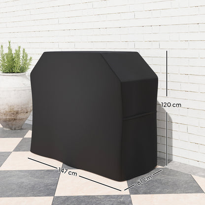 Outsunny Grill Cover, Beskyttelsesovertræk til Grills, Vejrbestandig, 147 x 61 x 120 cm, Sort