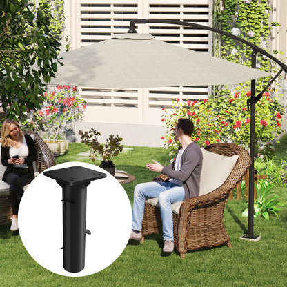 Outsunny parasolstand, parasolfod, jordholder til parasoller, fast installation, metal, mørkegrå