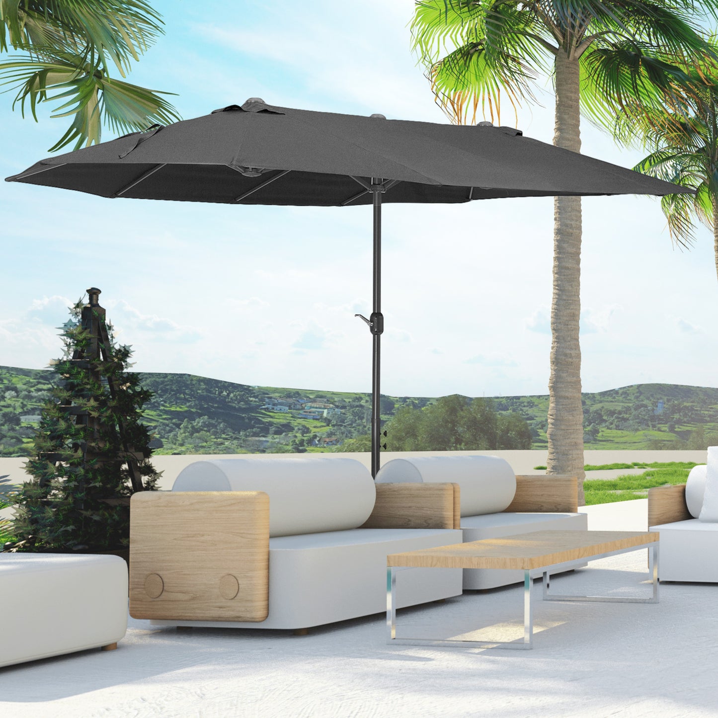 Dobbelt parasol 460 x 270 cm – Sort