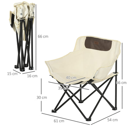 Outsunny campingstol, sammenfoldelig, stålramme, stofsæde, bæretaske, hvid