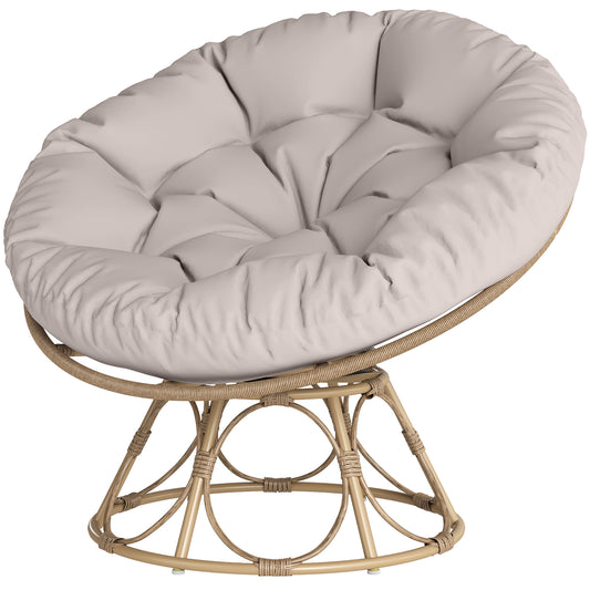 Outsunny Papasan stol, rattan, 360° drejelig rattan stol med siddepude, rund til udendørs brug