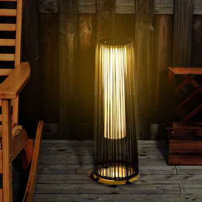 Solcellelampe i rattanlook – Brun udendørslampe