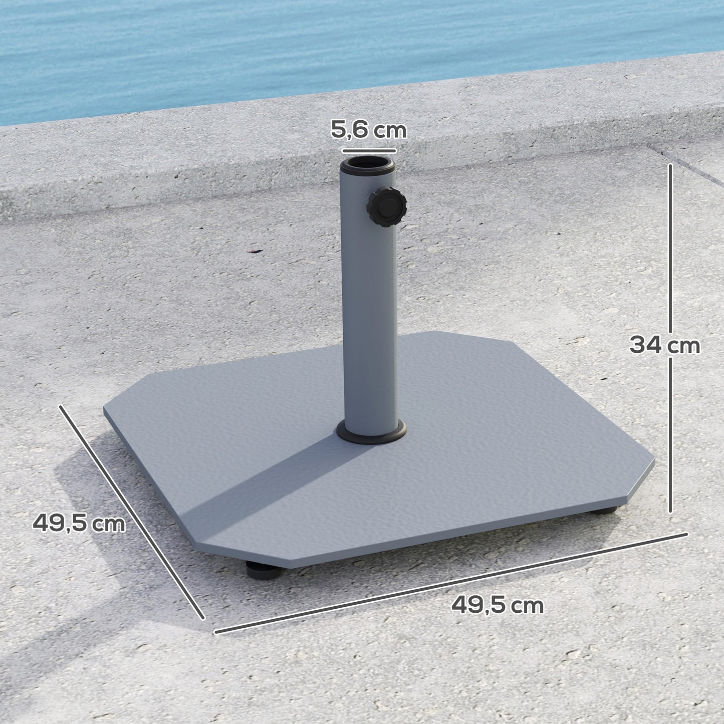Outsunny Metal Parasolfod, 18,5 kg, Firkantet Parasolholder til Parasoller 32/38/48 mm