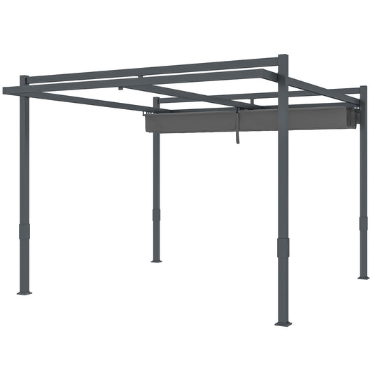 Outsunny Pergola Pavilion approx. 3.5x3m Aluminum Sturdy Winter-Proof Sun Protection with Adjustable Sliding Roof Gray
