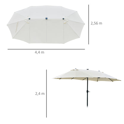 Dobbelt parasol med LED-lys 440 x 260 cm – Elfenben