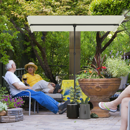 Outsunny Parasol, 180 grader drejelig, højdejusterbar, haveparasol med aluminiumsstang, 150x205cm, beige