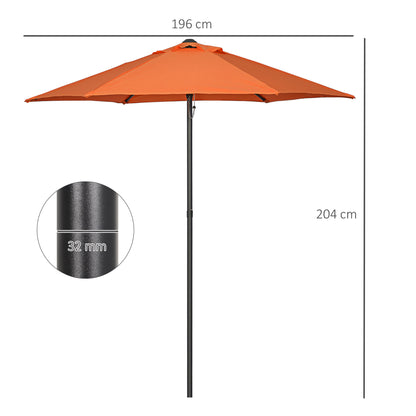 Outsunny Parasol Ø196 cm, sekskantet balkonparasol til strand, balkon, have, orange