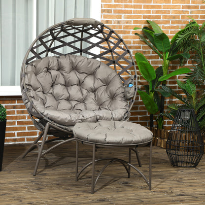 Foldbar loungestol med skammel – Sandbrun 