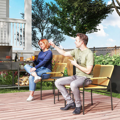 Outsunny 3-delt Rattan Bistro Sæt, Siddegruppe, Havemøbel Sæt med 2 Havestole, Sofabord 54 x 66 x 76 cm Gul