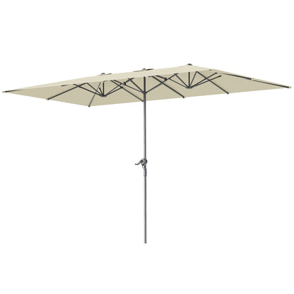 Outsunny Dobbelt Parasoll, 451 x 264 cm, Svingesystem, 12 Metal Spidser, Aluminium Stang, Cremehvid