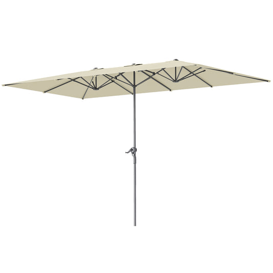 Outsunny Dobbelt Parasoll, 451 x 264 cm, Svingesystem, 12 Metal Spidser, Aluminium Stang, Cremehvid