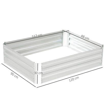 Outsunny hævet plantekasse af galvaniseret stål, blomsterkasse til haven, blomsterpotte, sølv, 120 x 90 x 30 cm