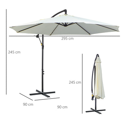 Outsunny parasol med sving, vejrbestandig, 3 m x 3 m x 2,5 m, stål, polyester