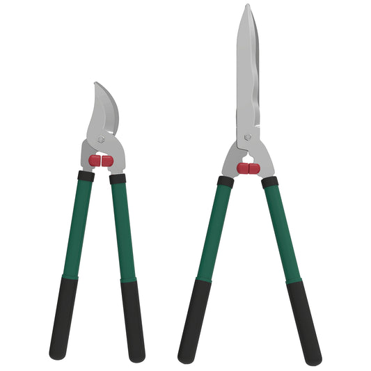 Outsunny Havemødesaks sæt, 2-delt, blad længde 40 cm, takkeskærer med non-stick belægning af metalblade