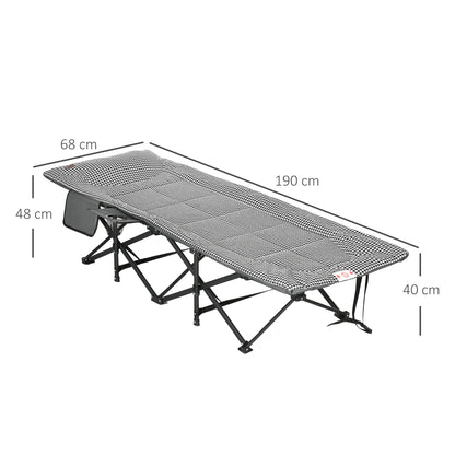 Outsunny sammenfoldelig liggestol med 1 sidelomme og 1 kopholder, 68 cm x 186 cm x 48 cm, sort-hvid